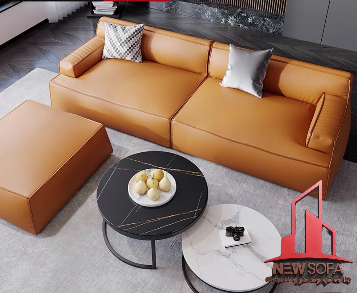 Bộ sofa màu nâu nhạt sở hữu vẻ đẹp tinh tế phù hợp bố trí cho mọi không gian nhà