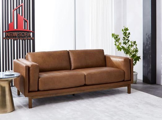 Sofa da dùng cho quán cafe được sản xuất từ khung gỗ tự nhiên bọc da thật