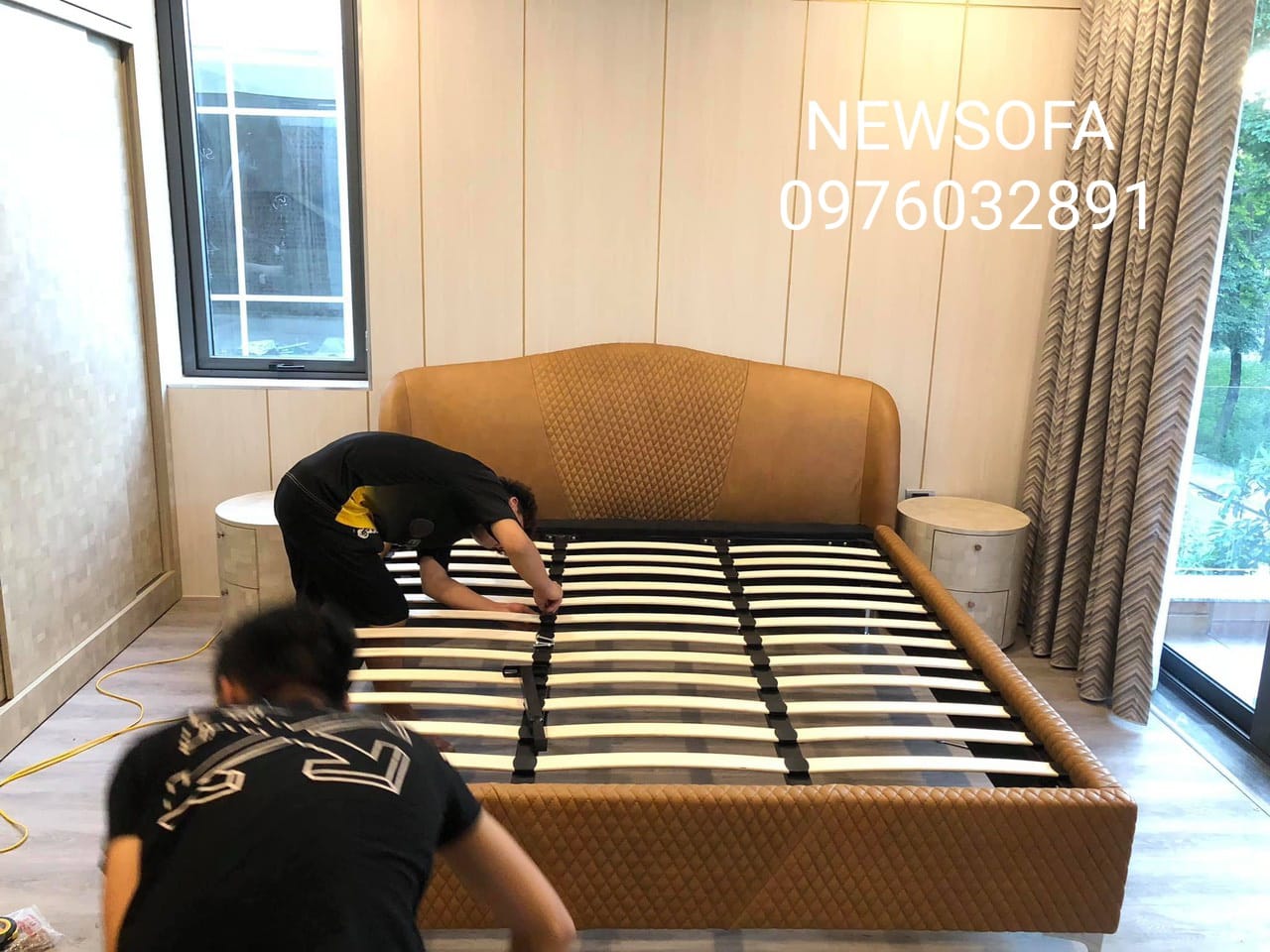 Giường hiện đại bọc da thật cao cấp, siêu bền