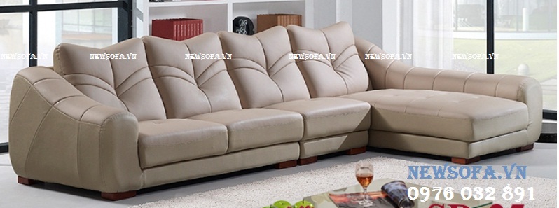 Sofa da màu trắng kem SK202 mang vẻ đẹp hiện đại, tinh giản