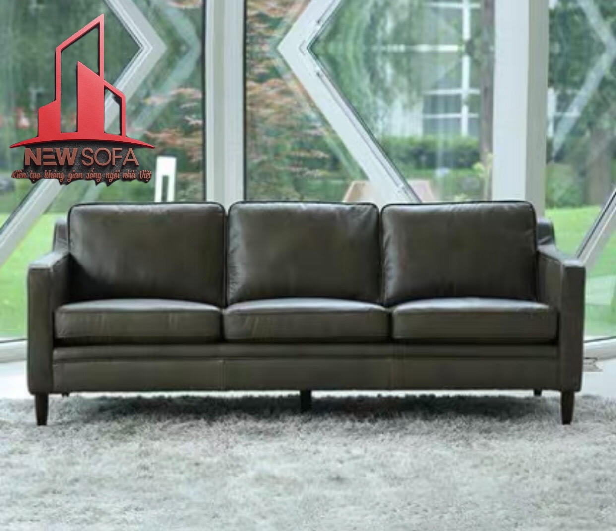 Sofa da bò màu đen mang đến cảm giác sạch sẽ cho người sử dụng