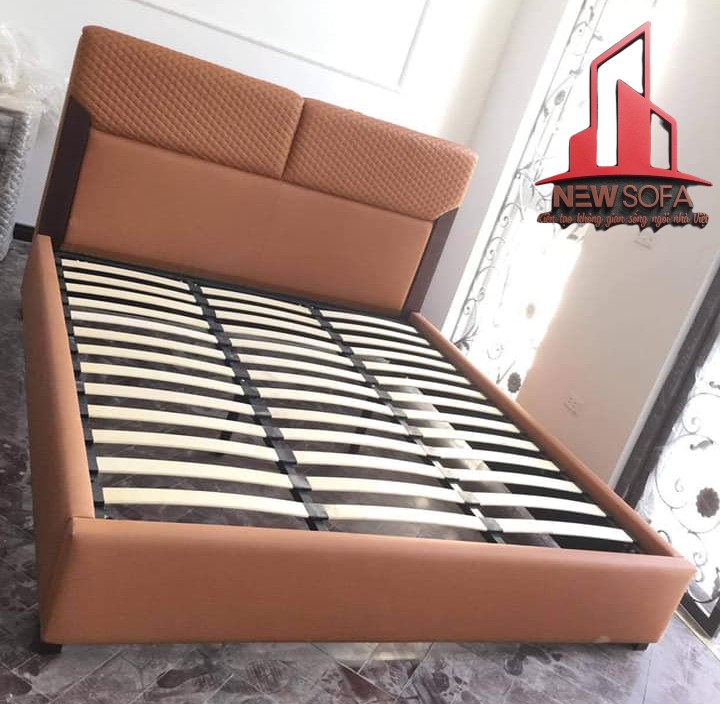 Bộ giường da màu nâu sáng mang đẳng cấp khác biệt