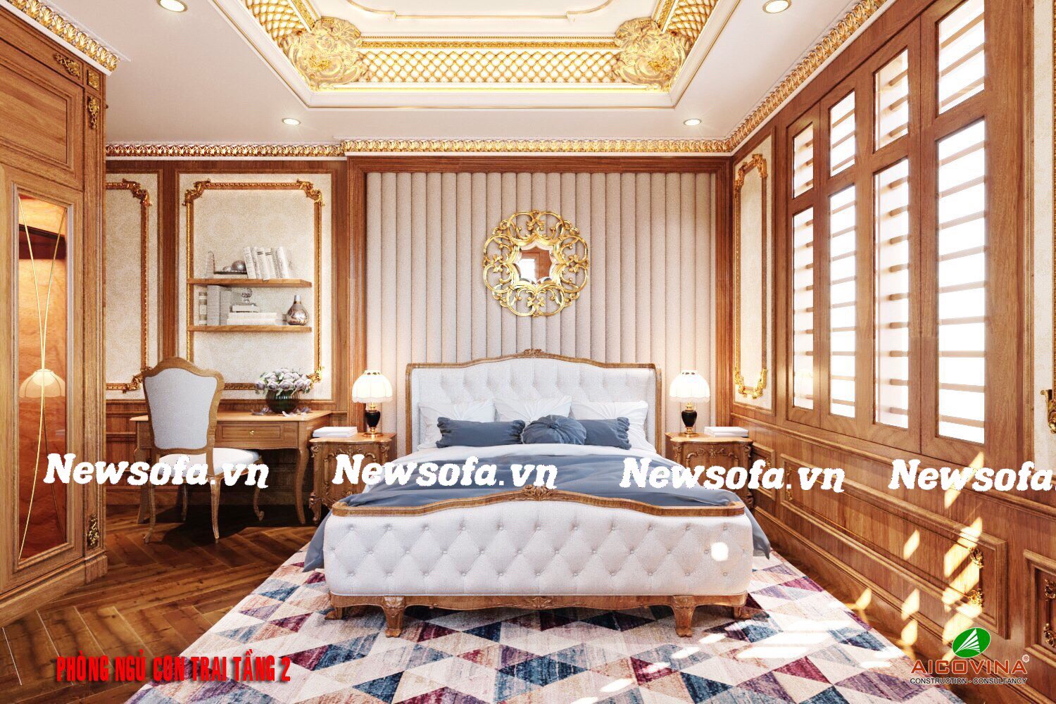 Giường nỉ màu trắng sữa làm bừng sáng không gian nhà