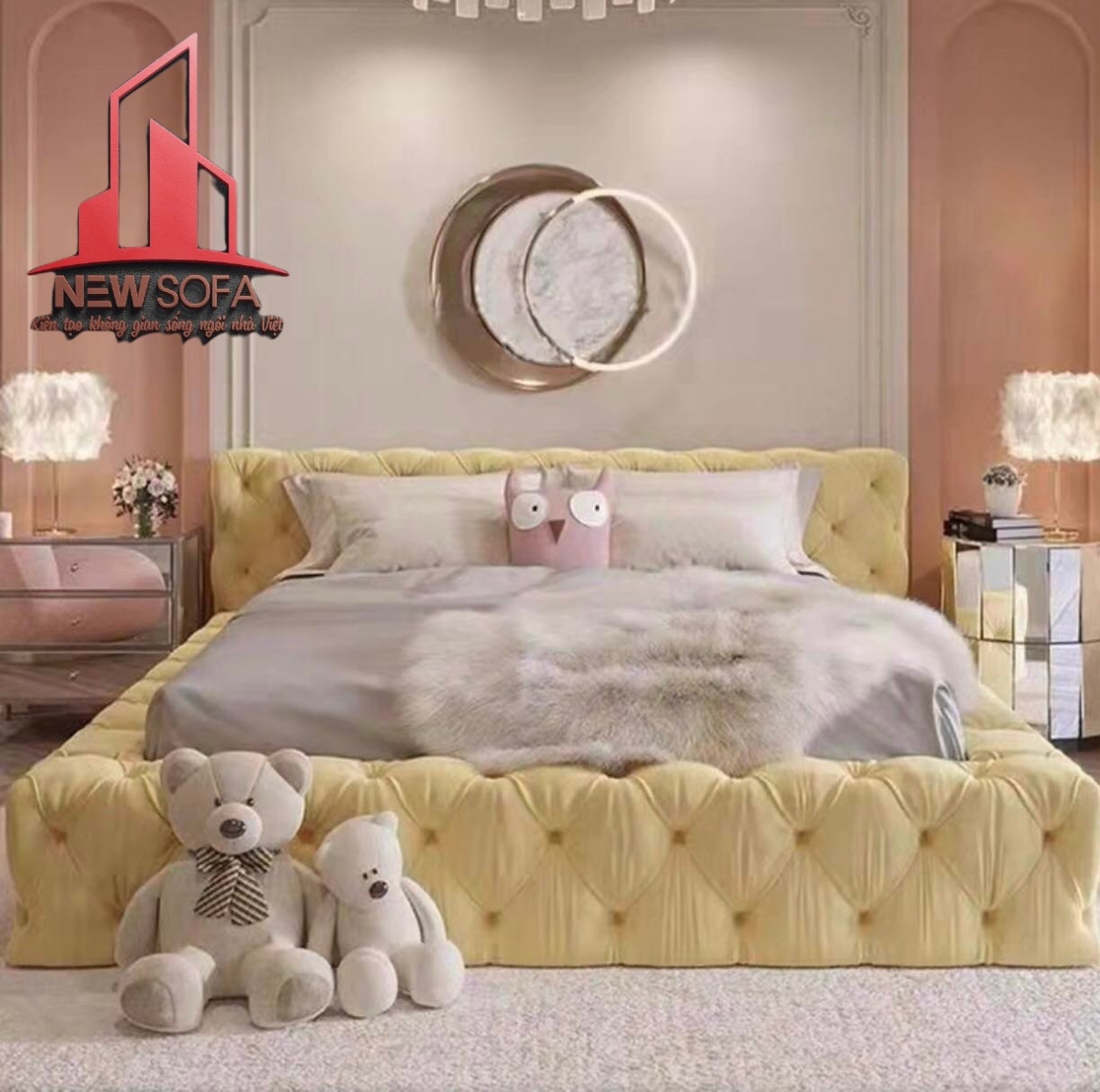 Bạn nên đặt mua bộ giường nỉ có đầu giường được thiết kế hợp mệnh