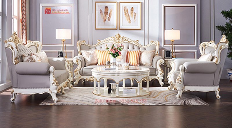 sofa da thật tân cổ điển