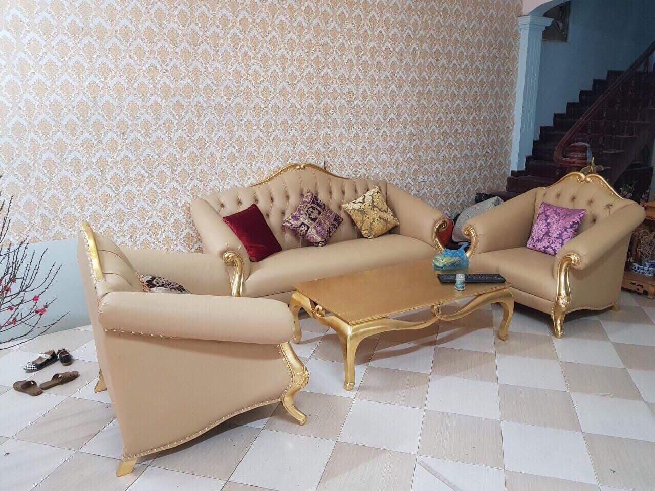 SOFA TÂN CỔ ĐIỂN PHONG CÁCH CHÂU ÂU CHẤT LIỆU DA MICROFIBER